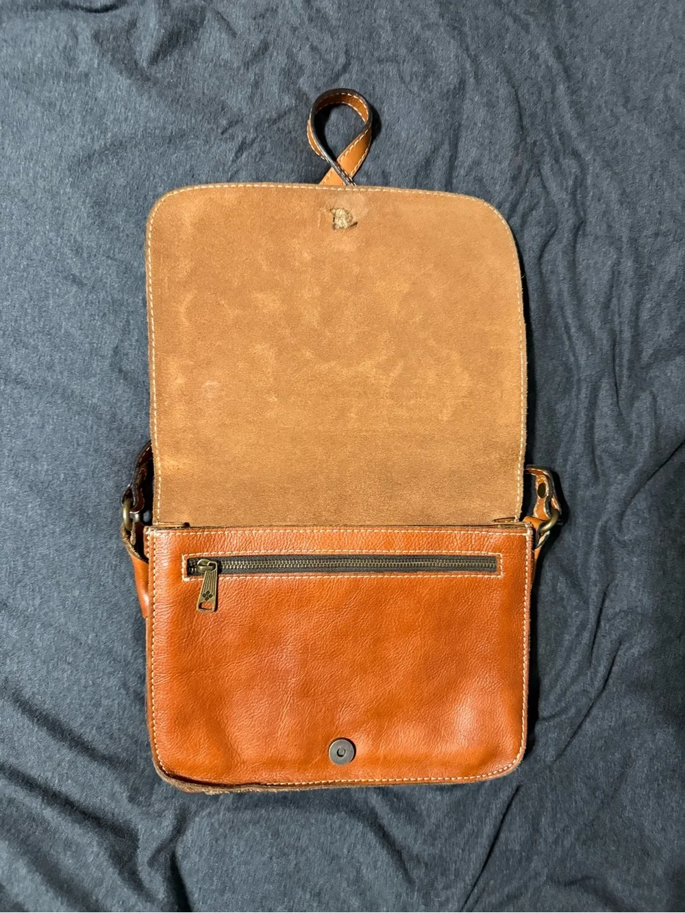 Patricia Nash Cognac Tan Leather Crossbody Satchel